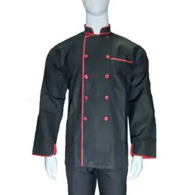 Chef Coat Black with red contrast