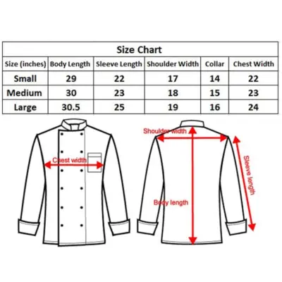 Chef Coat Size Chart